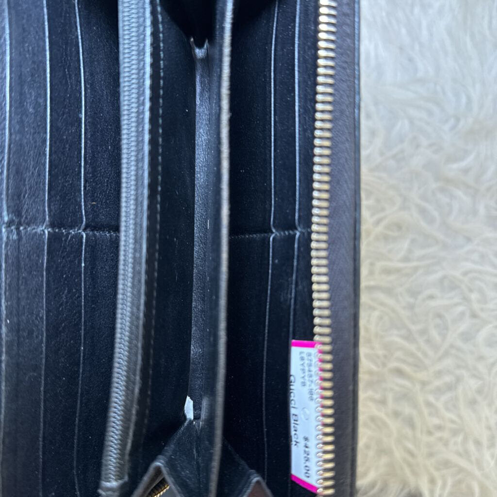 Black Monogram Zip Around Wallet