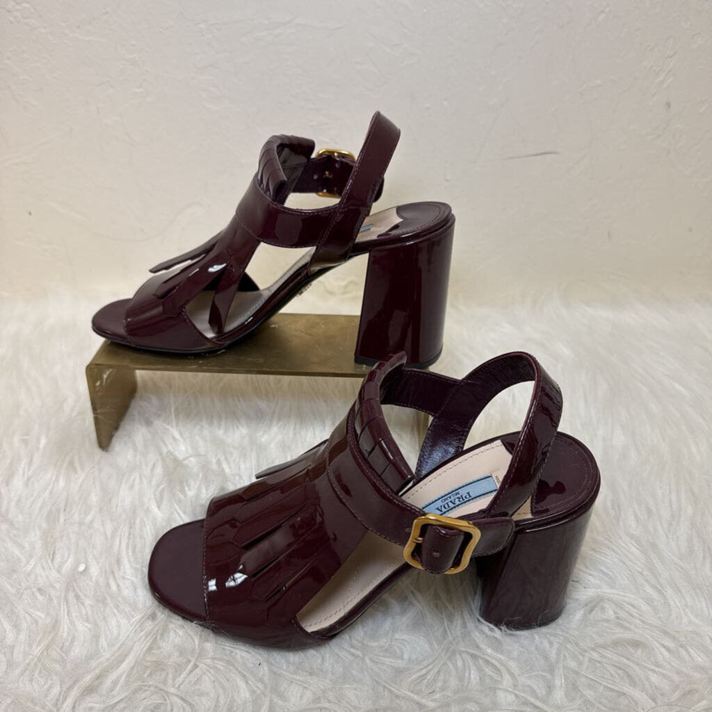 Patent Leather Slingback Sandal w/ Fringe Detail