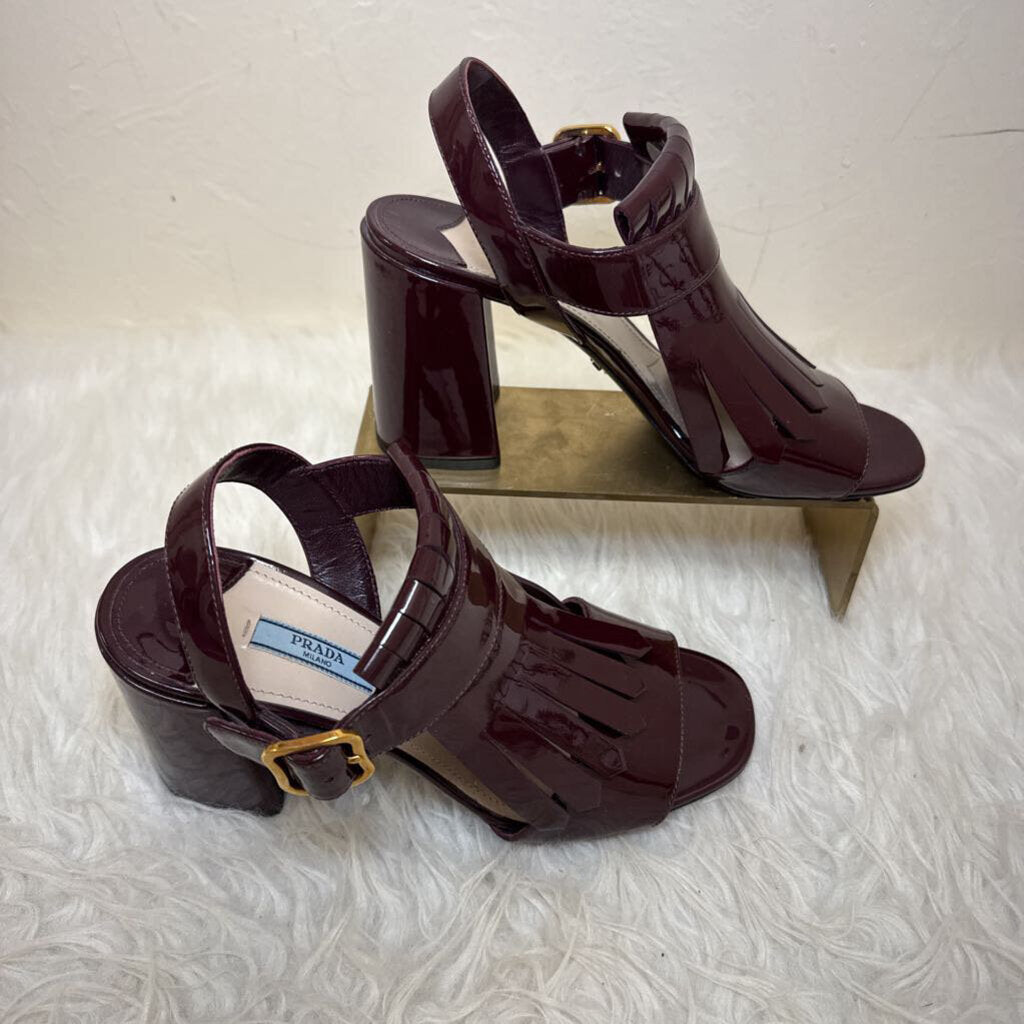 Patent Leather Slingback Sandal w/ Fringe Detail