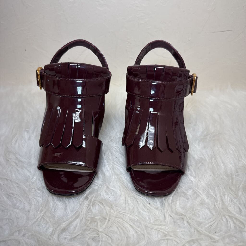 Patent Leather Slingback Sandal w/ Fringe Detail