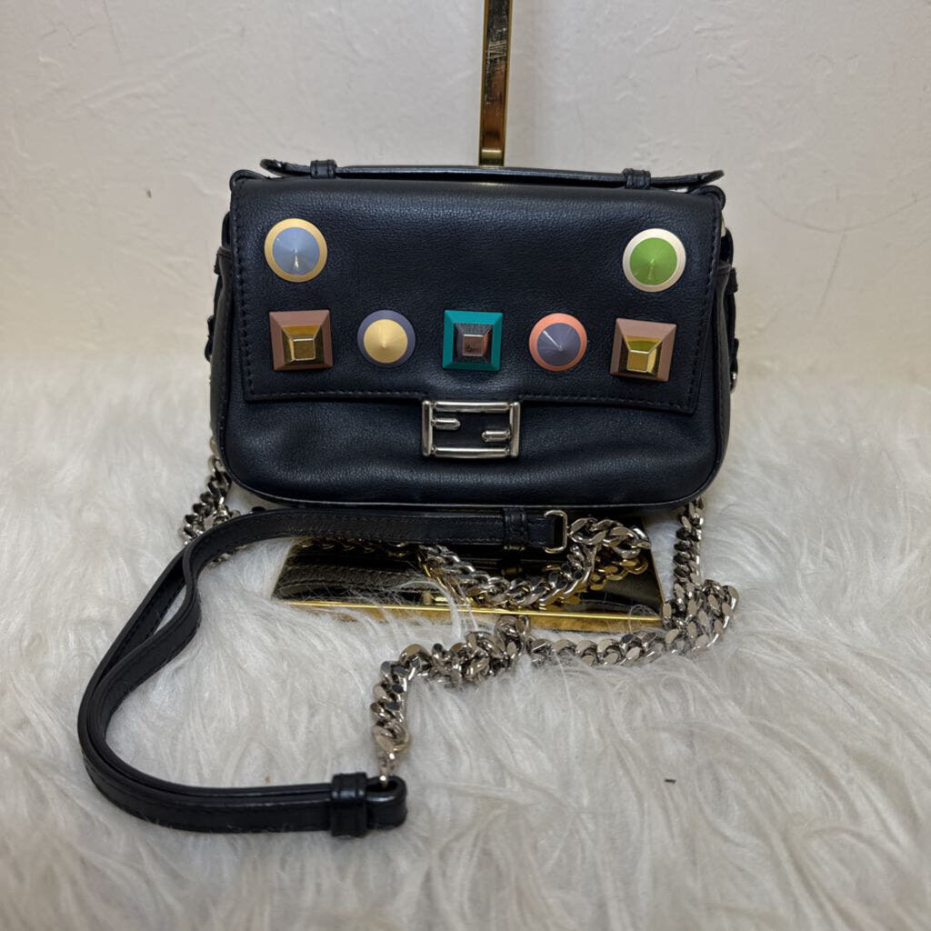 Double Baguette Studded Leather Micro Bag