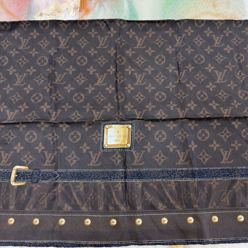 Brown Monogram Trunks Silk Scarf