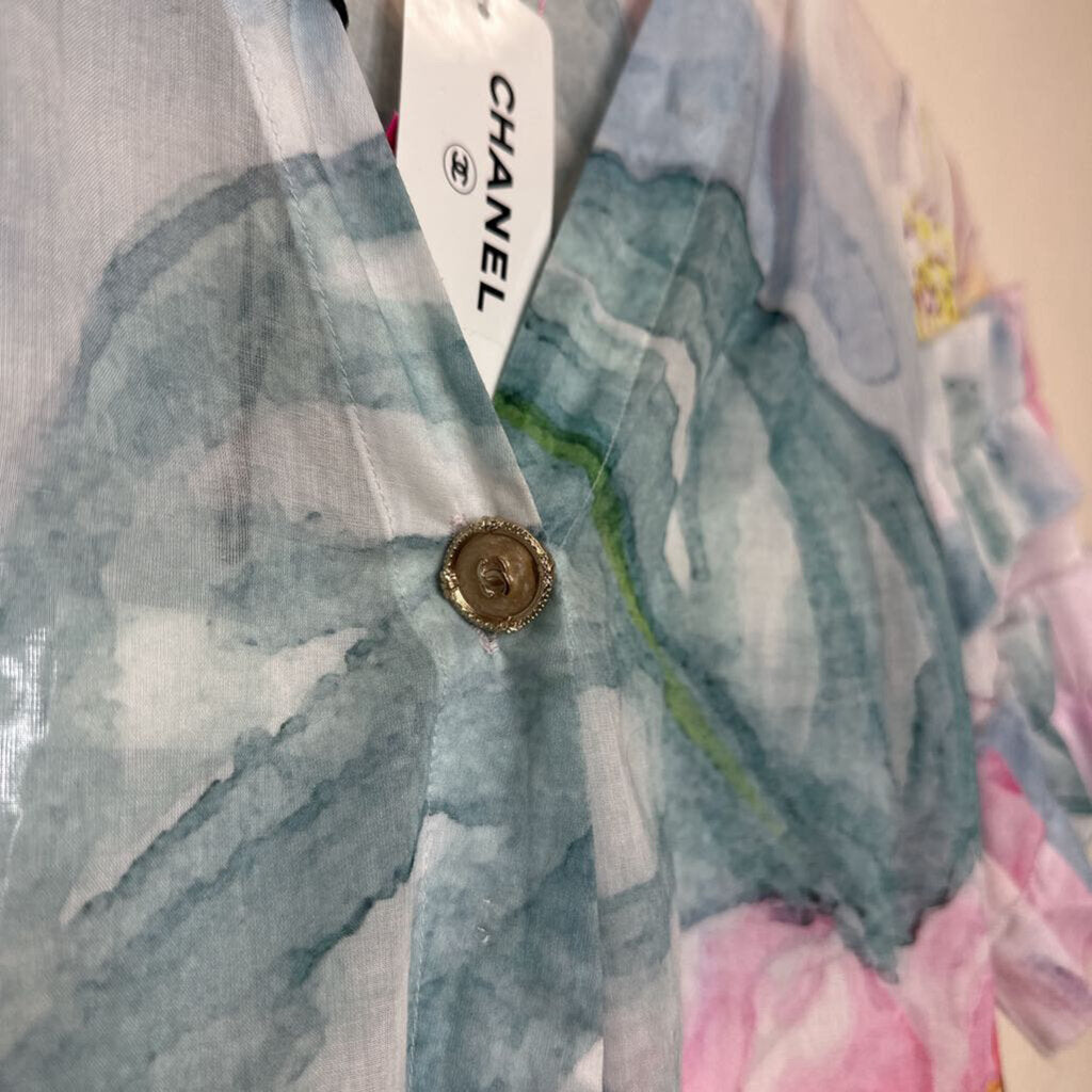 Floral SS Ruffle Cotton Blouse