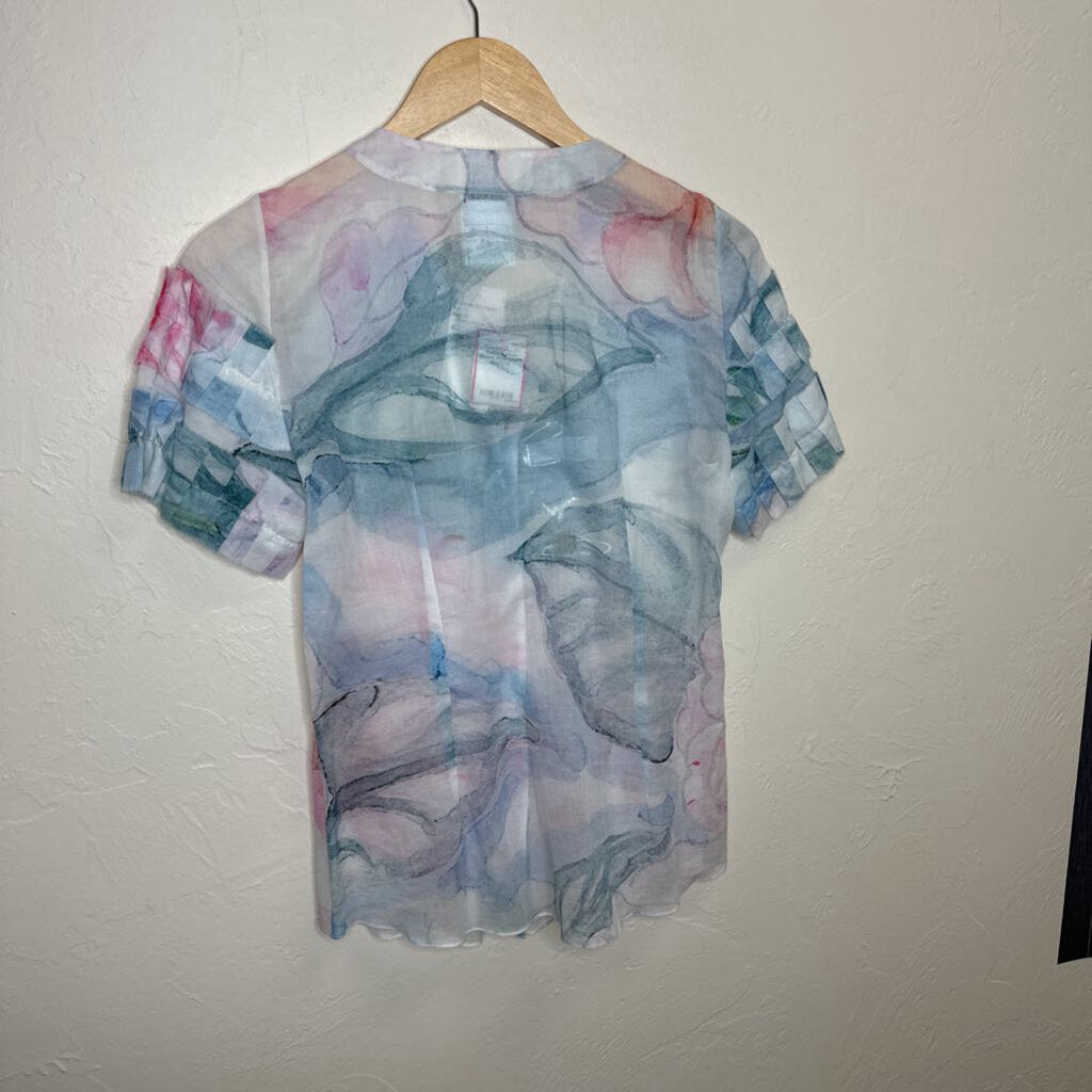 Floral SS Ruffle Cotton Blouse
