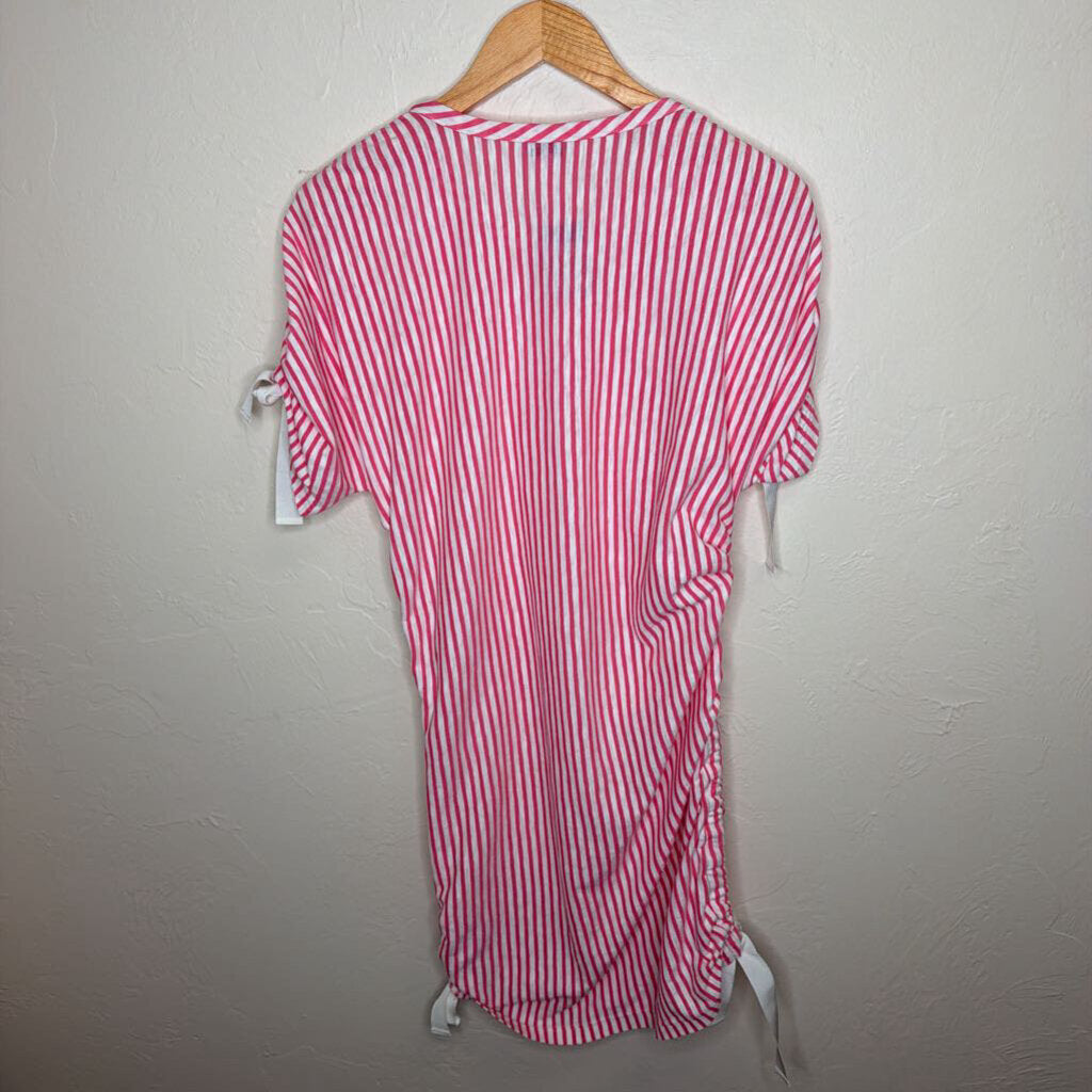 Pink & White Striped CC Logo Dress