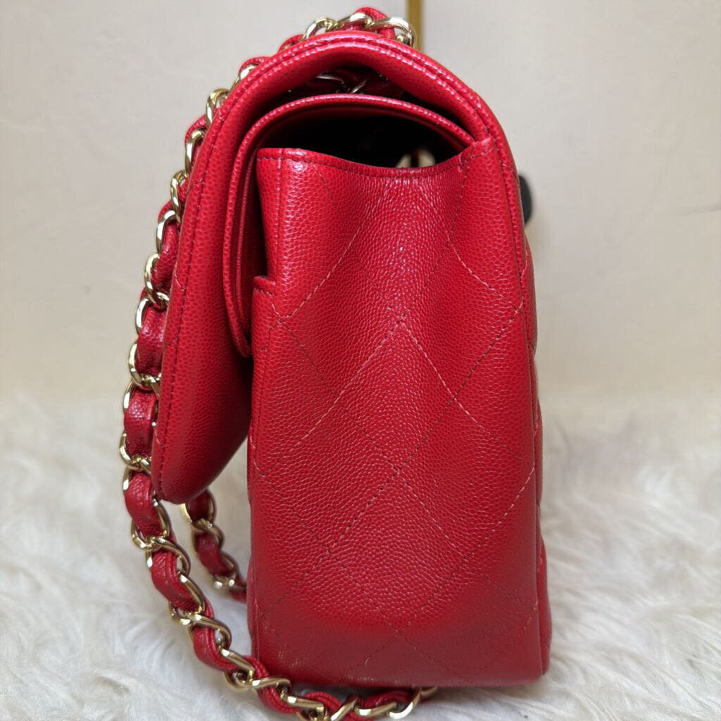 Red Caviar Jumbo Double Flap Bag