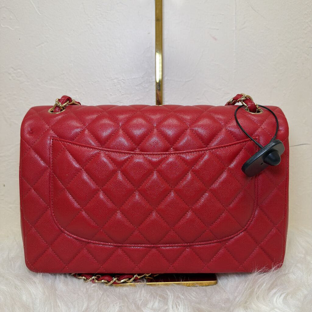 Red Caviar Jumbo Double Flap Bag
