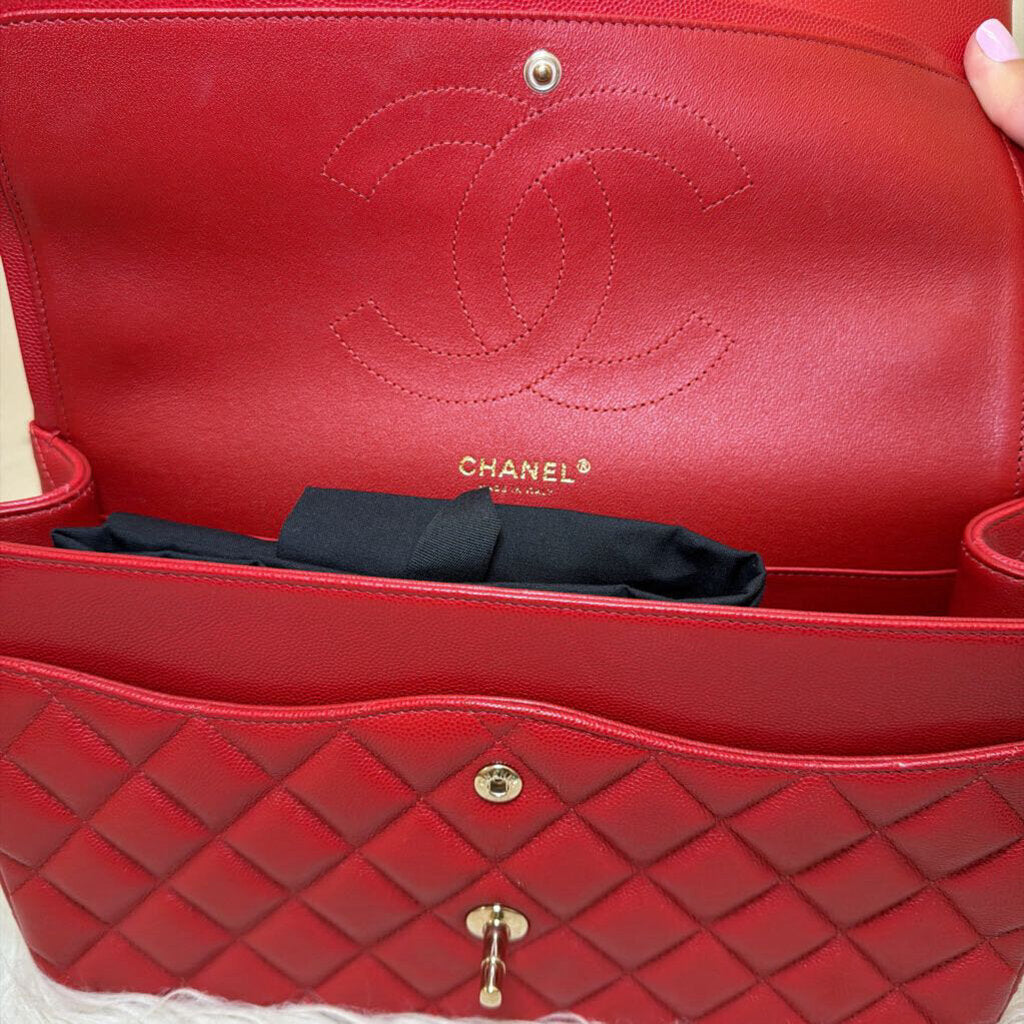Red Caviar Jumbo Double Flap Bag