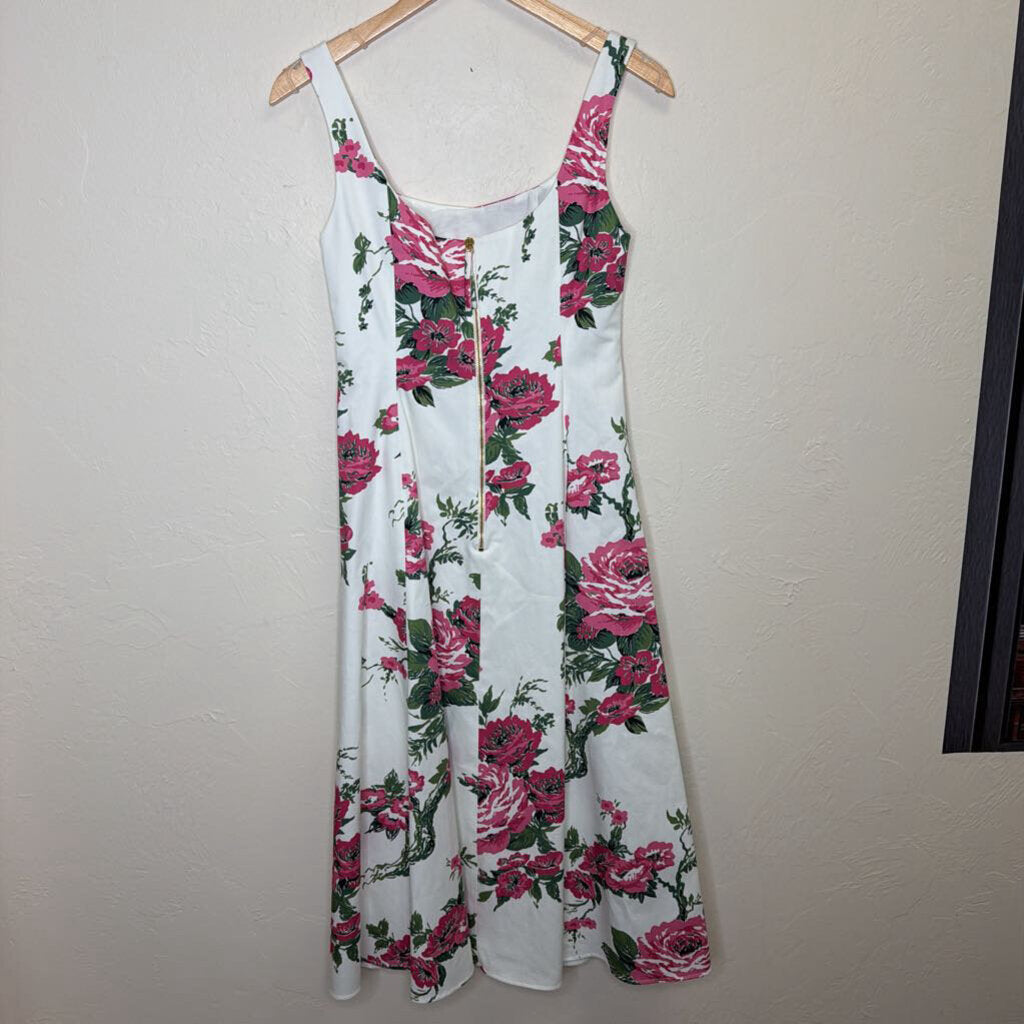 Floral Print Square Neck Midi Dress