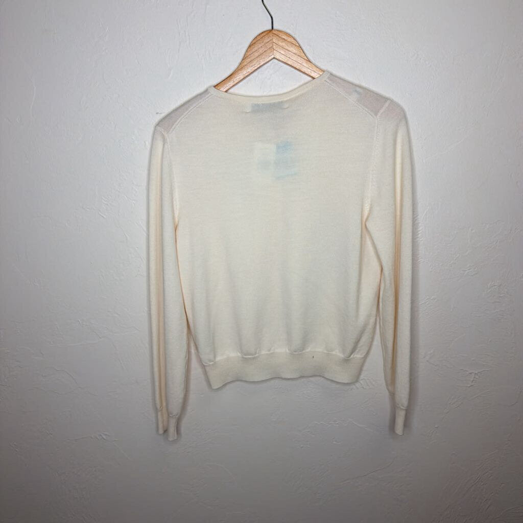 Embroidered Tulip Cropped Wool Cardigan