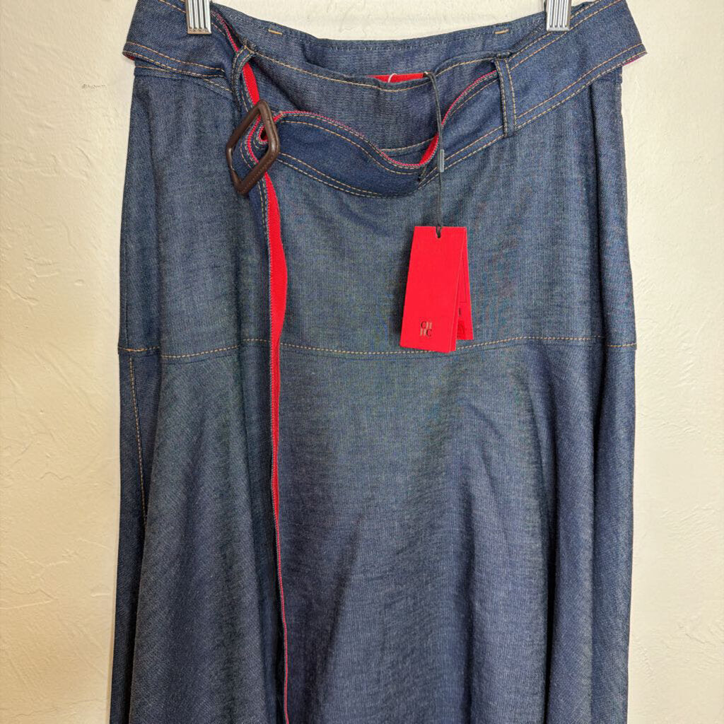 Dark Denim Skirt w/ Belt