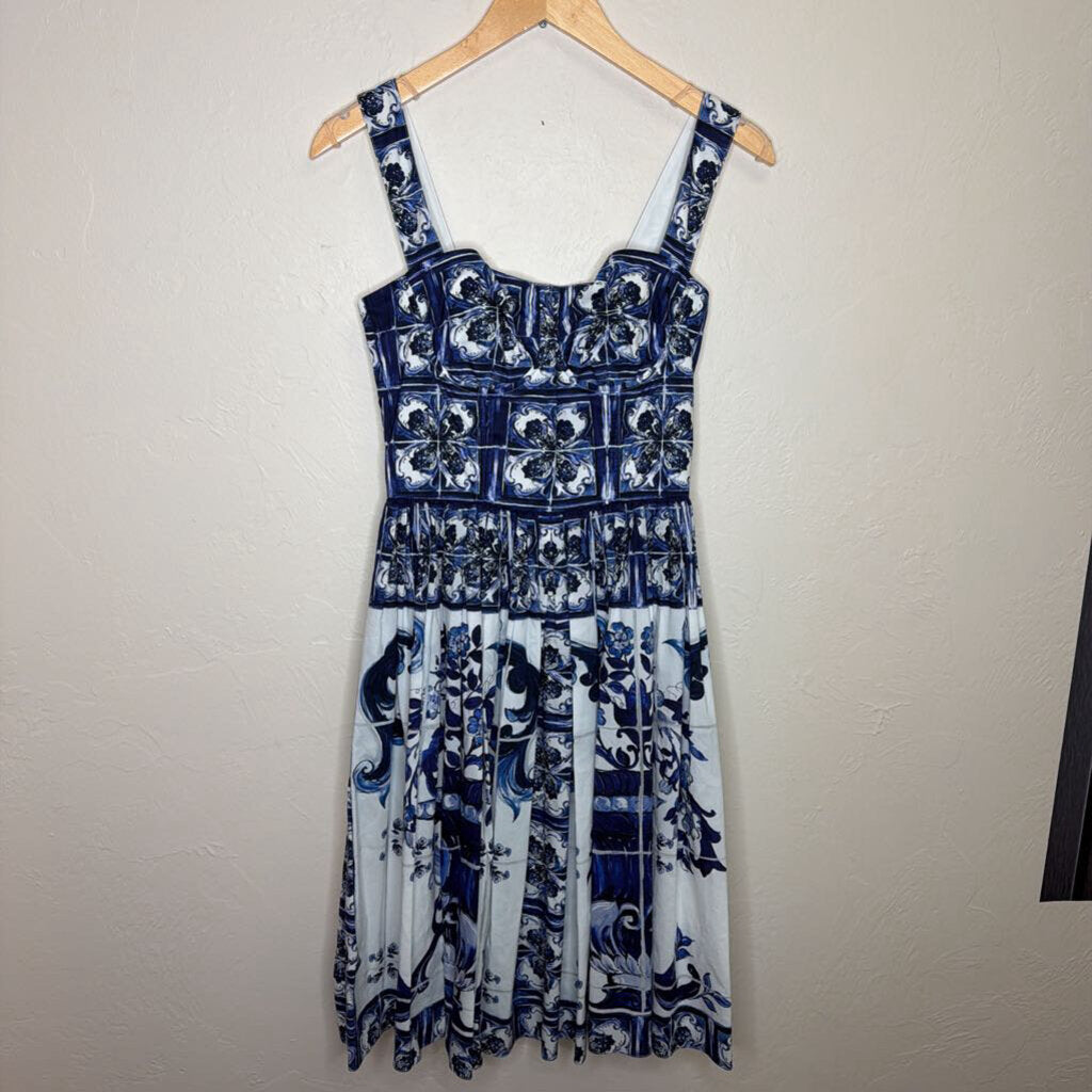 Bustier Midi Dress in Majolica Tile Print