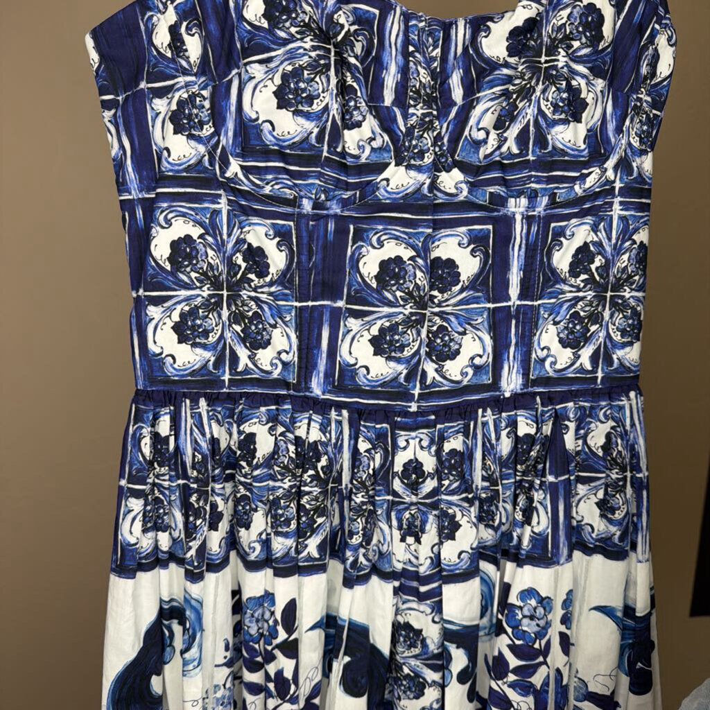Bustier Midi Dress in Majolica Tile Print