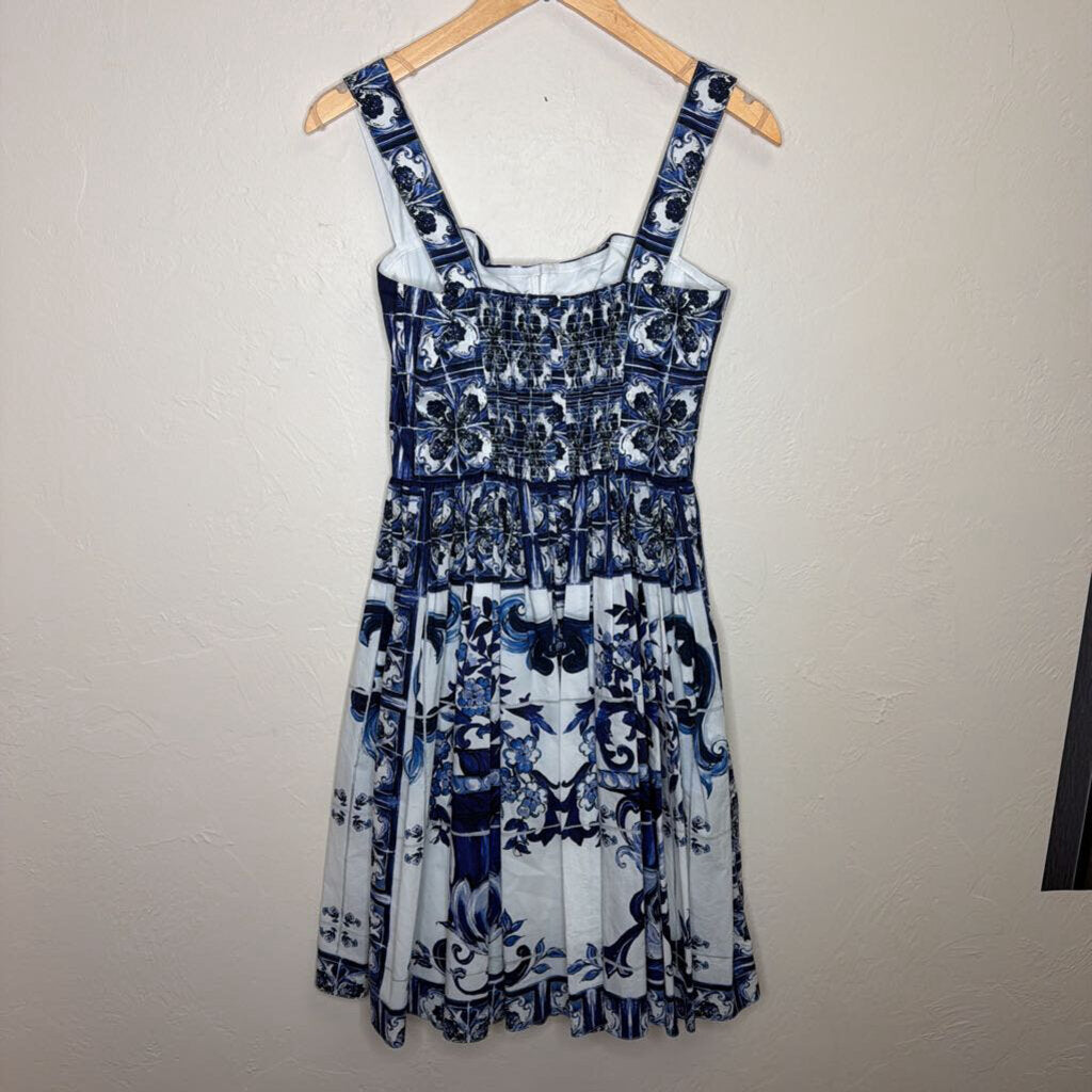 Bustier Midi Dress in Majolica Tile Print