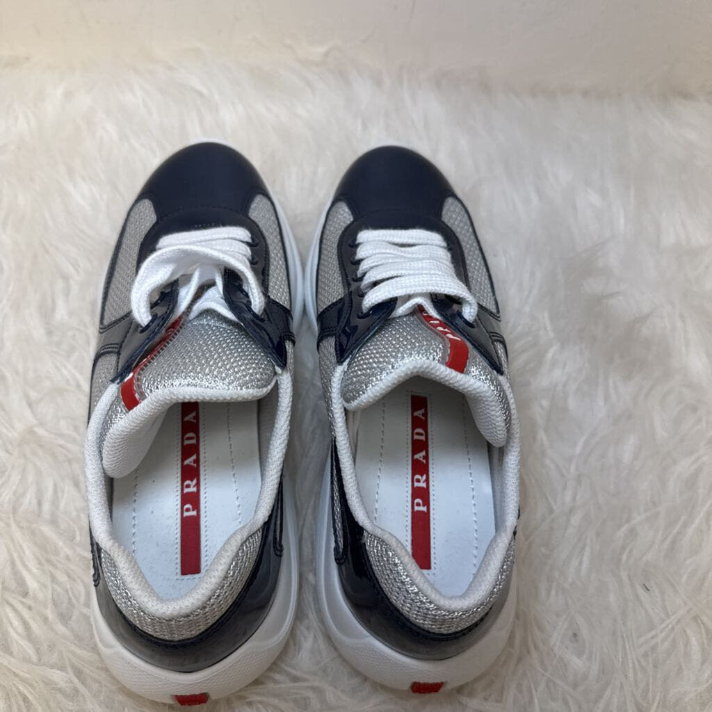 Patent Leather and Technical Fabric Prada Americans Cup Sneakers