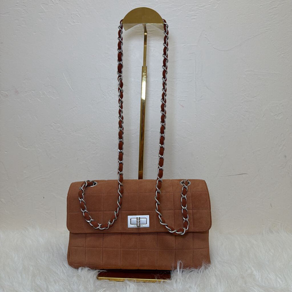Suede Chocolate Bar Flap Bag