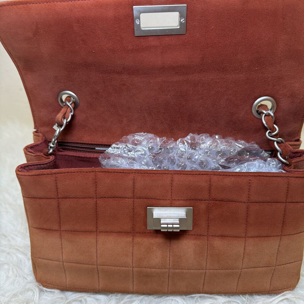 Suede Chocolate Bar Flap Bag