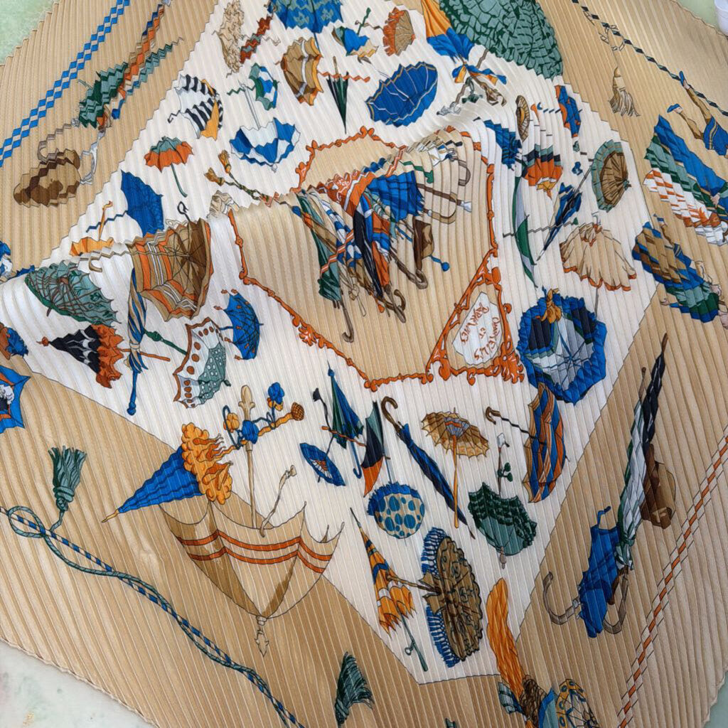 Plisse Silk Scarf