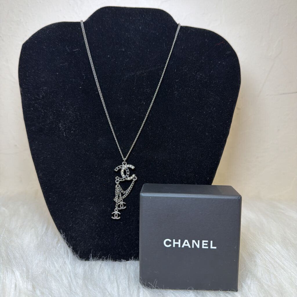 Necklace with Ruthenium CC Logo Pendant