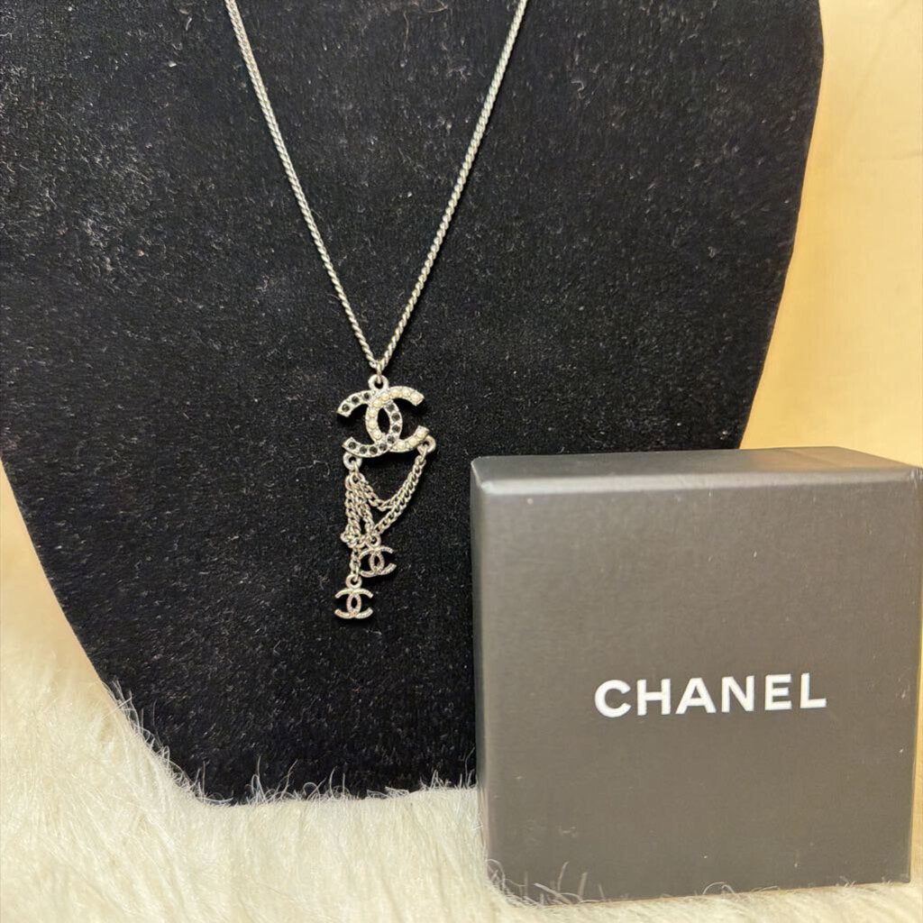 Necklace with Ruthenium CC Logo Pendant