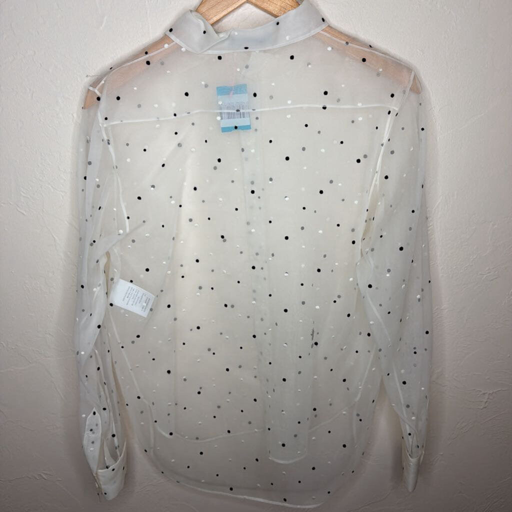 Sheer Blouse w/ Black Polka Dots