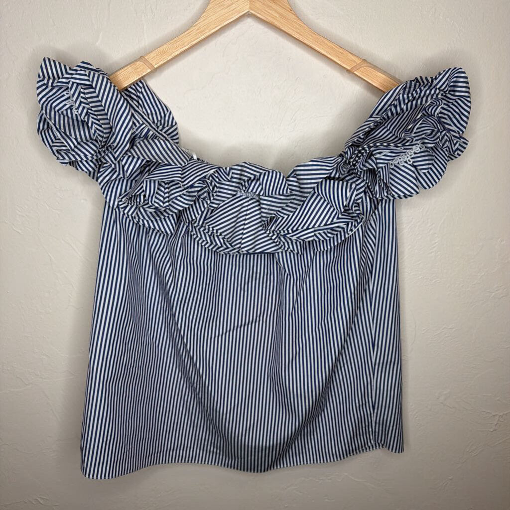 Floral Applique Striped Cotton Top