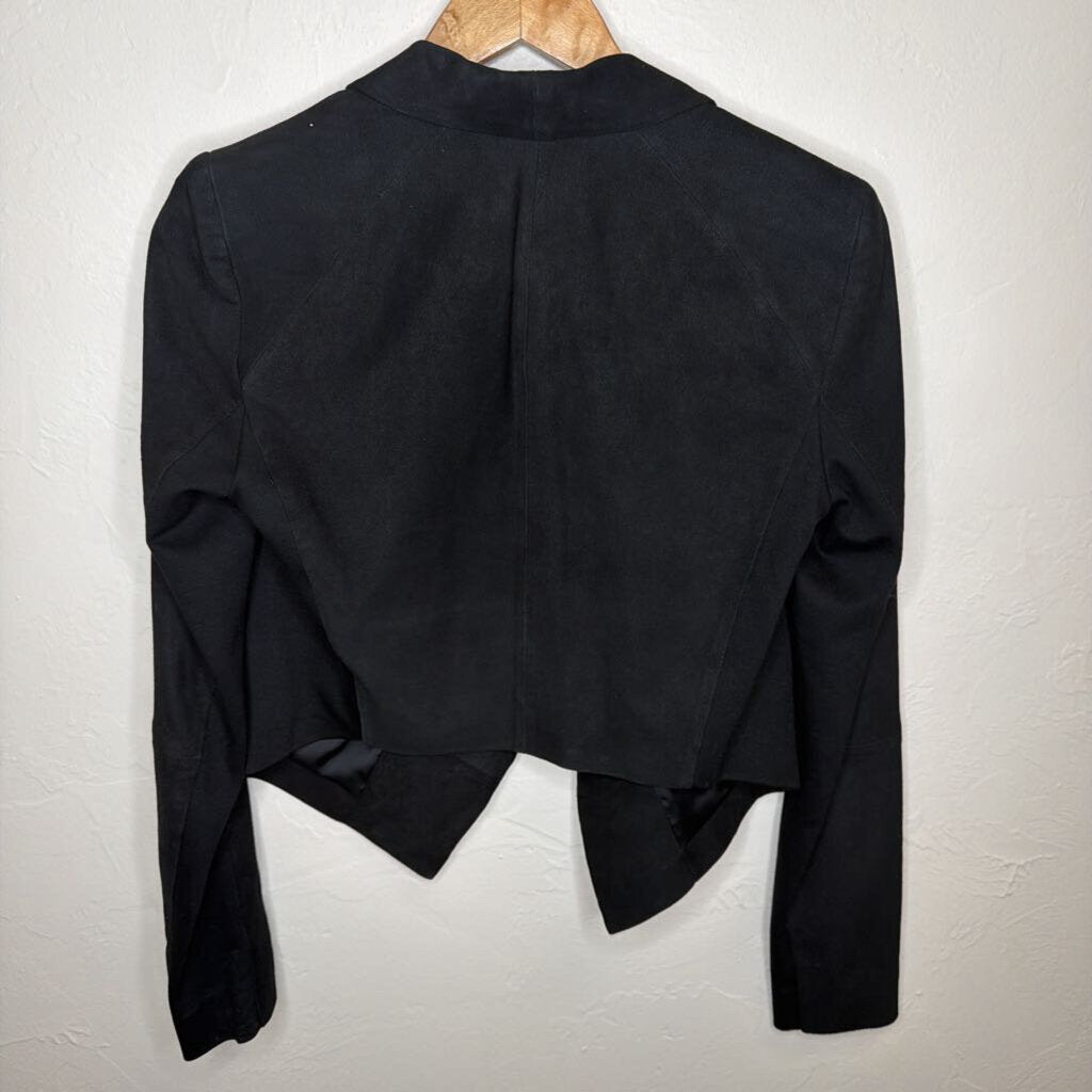 Suede Cropped Harvey Jacket w/ Open Front