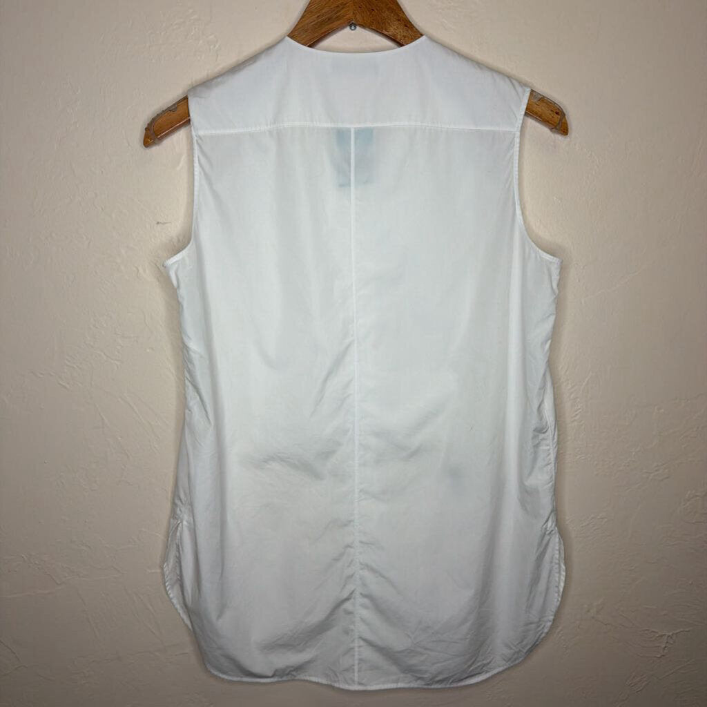White Sleeveless Button Up
