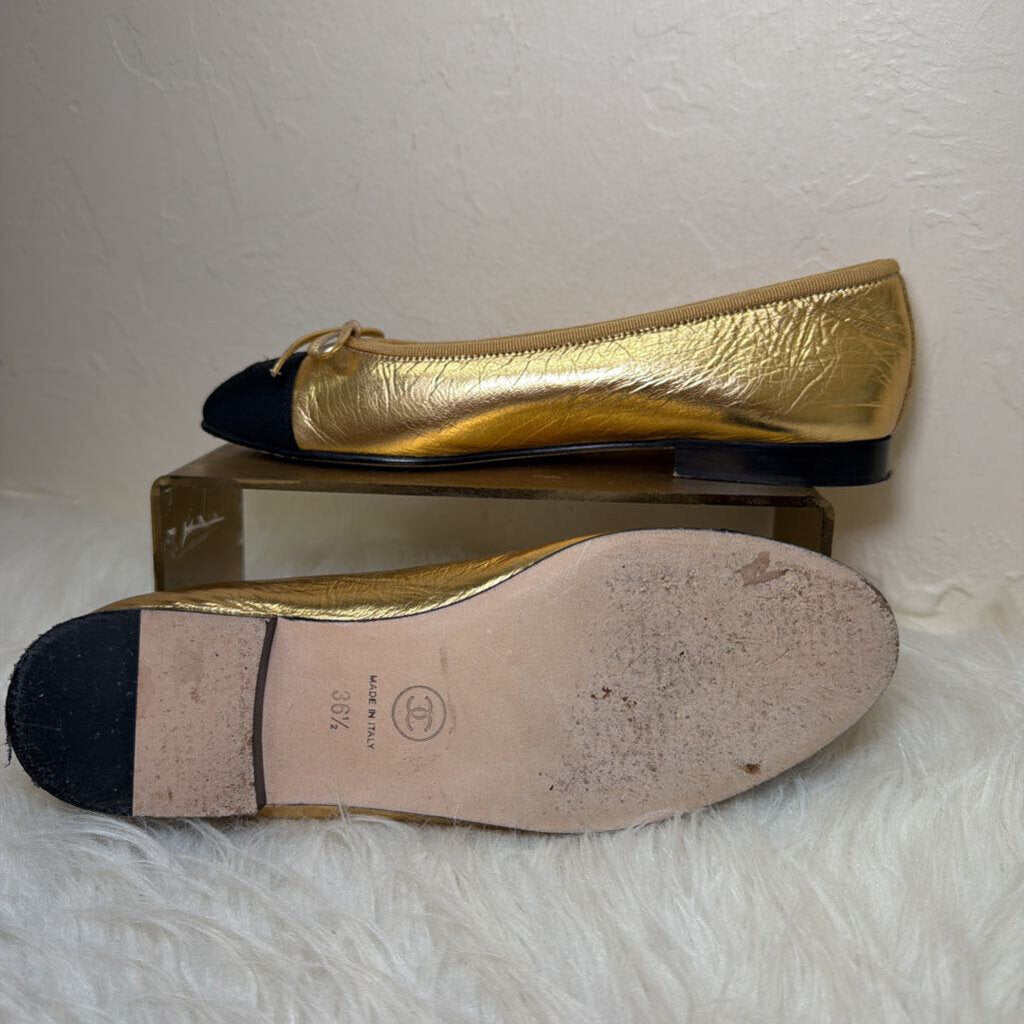 Metallic Crumpled Lambskin Ballet Flats