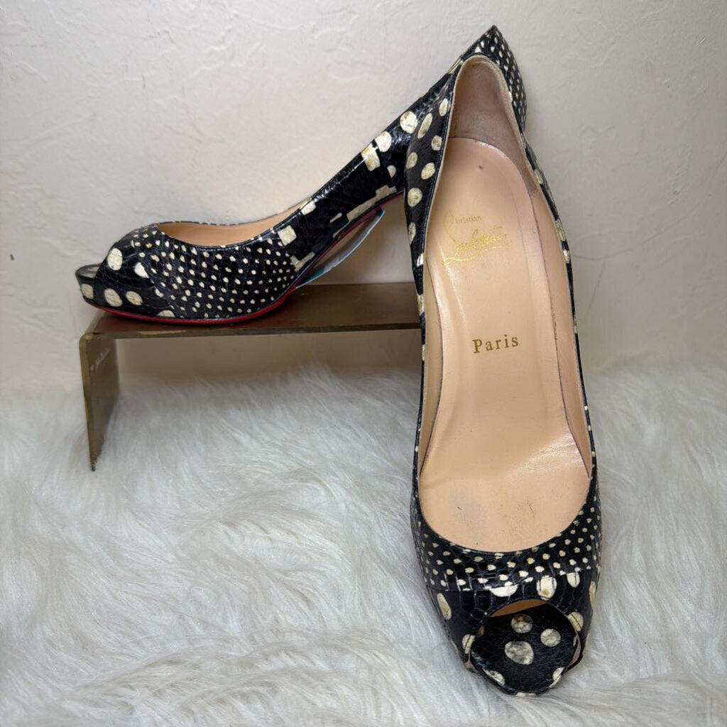 Polka-Dot Watersnake Peep-Toe Pumps