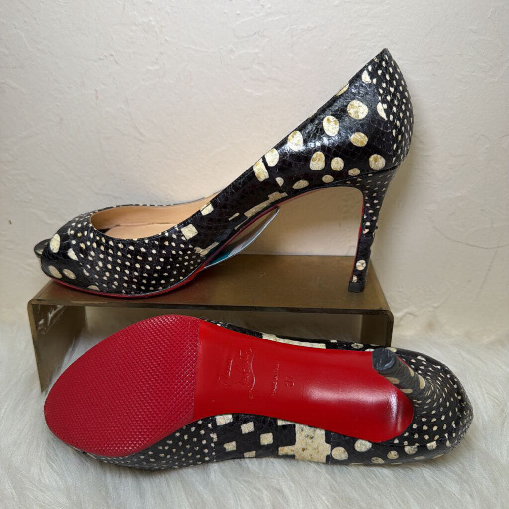 Polka-Dot Watersnake Peep-Toe Pumps