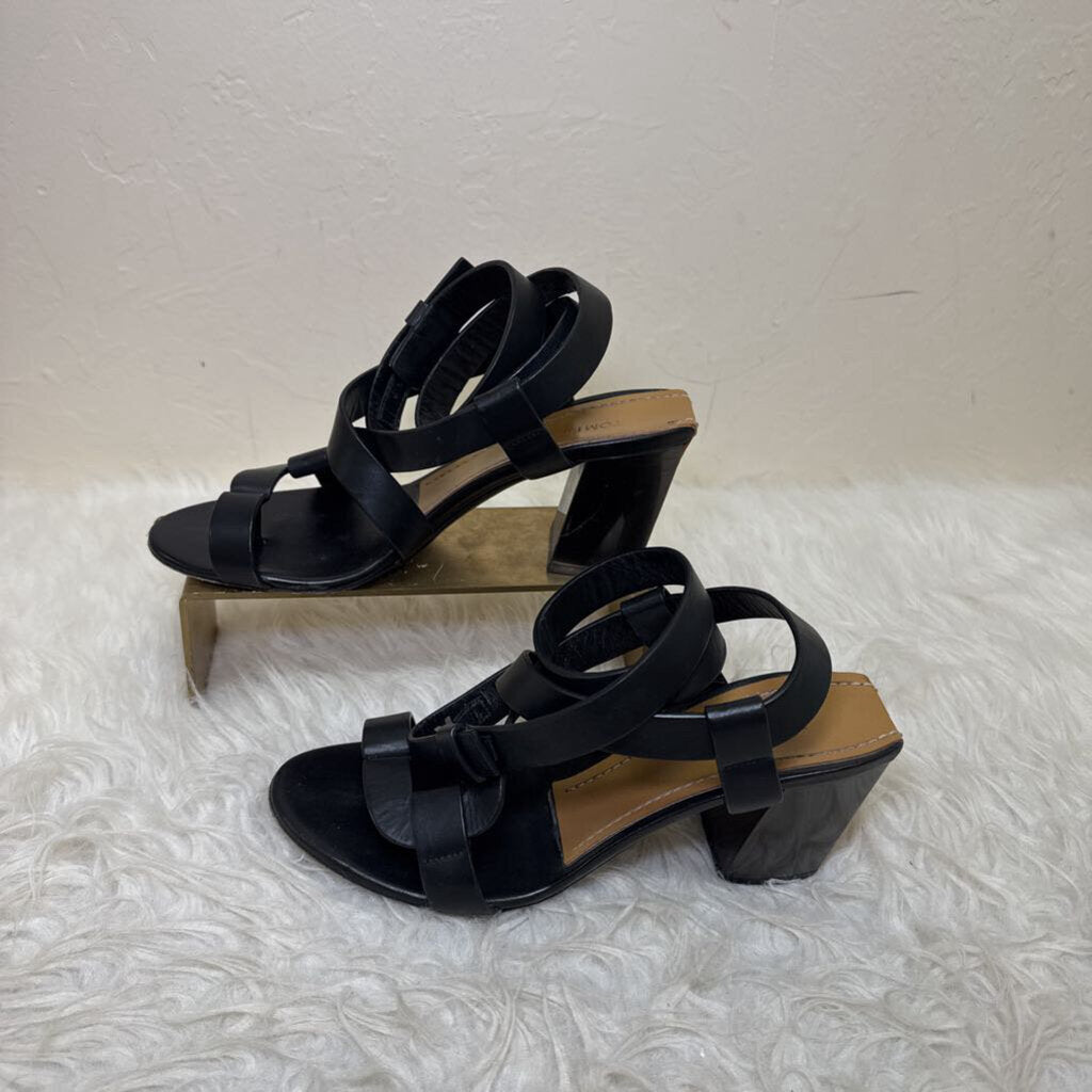 Leather Strappy Block Heel