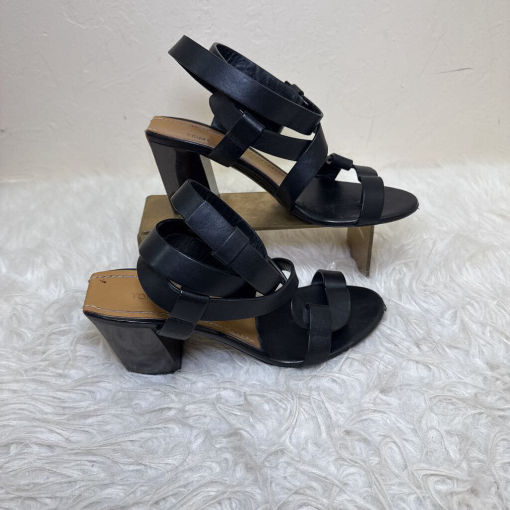 Leather Strappy Block Heel