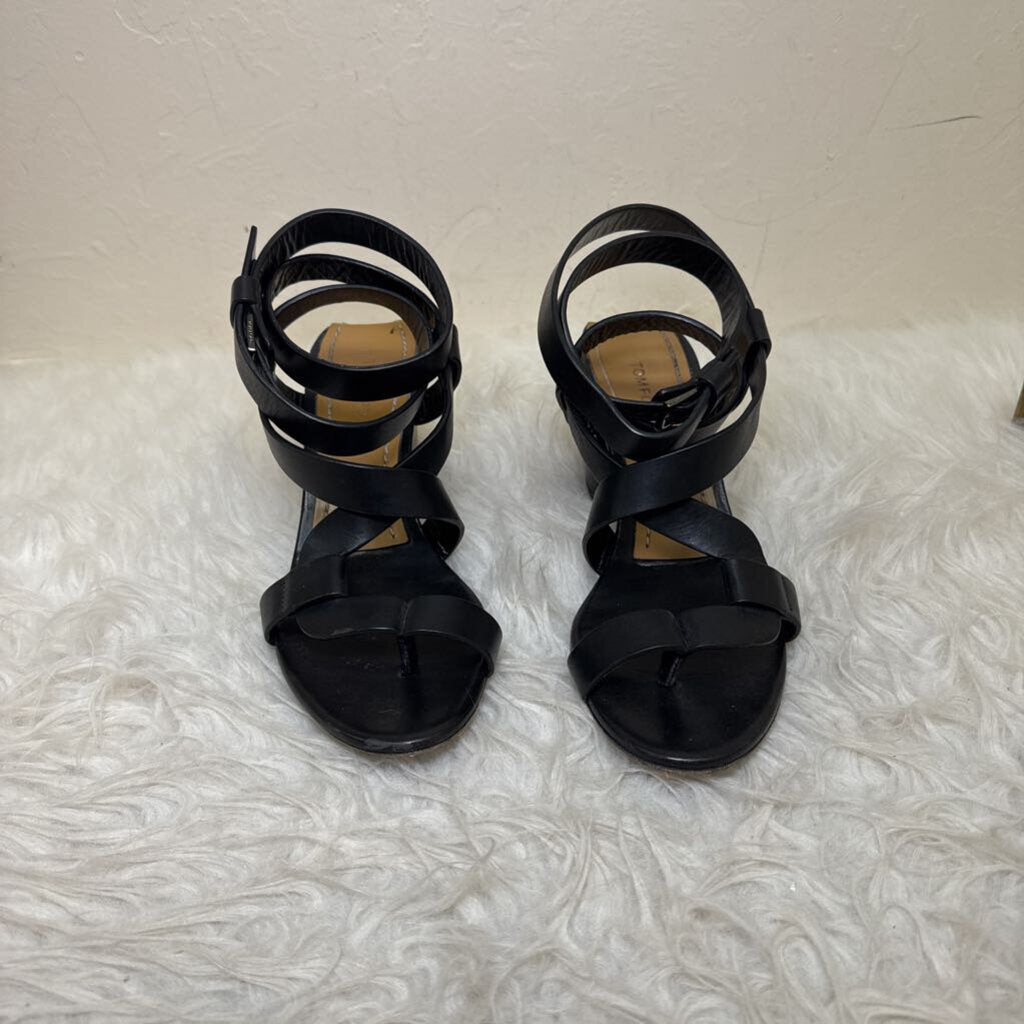 Leather Strappy Block Heel