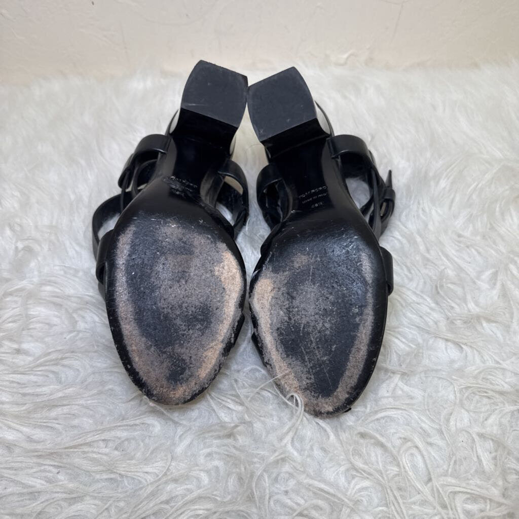 Leather Strappy Block Heel