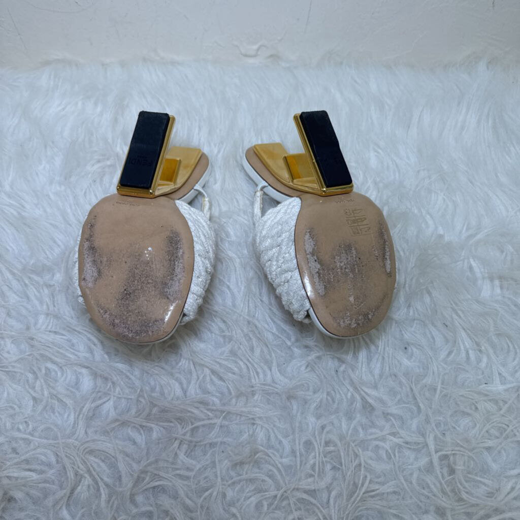 First Cloth Sandal w/ Gold F Heel