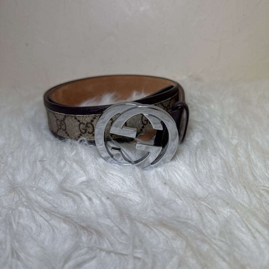 Gucci GG Monogram and Leather Belt