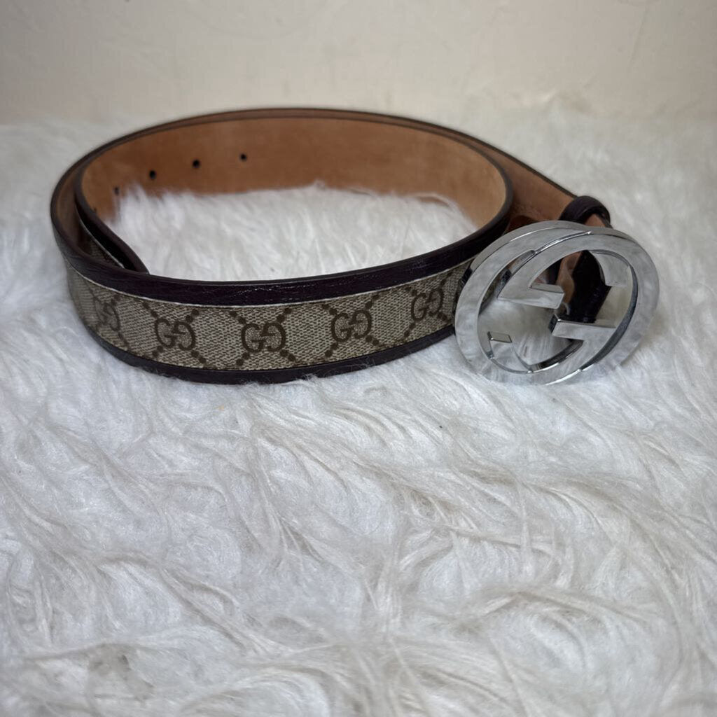 Gucci GG Monogram and Leather Belt