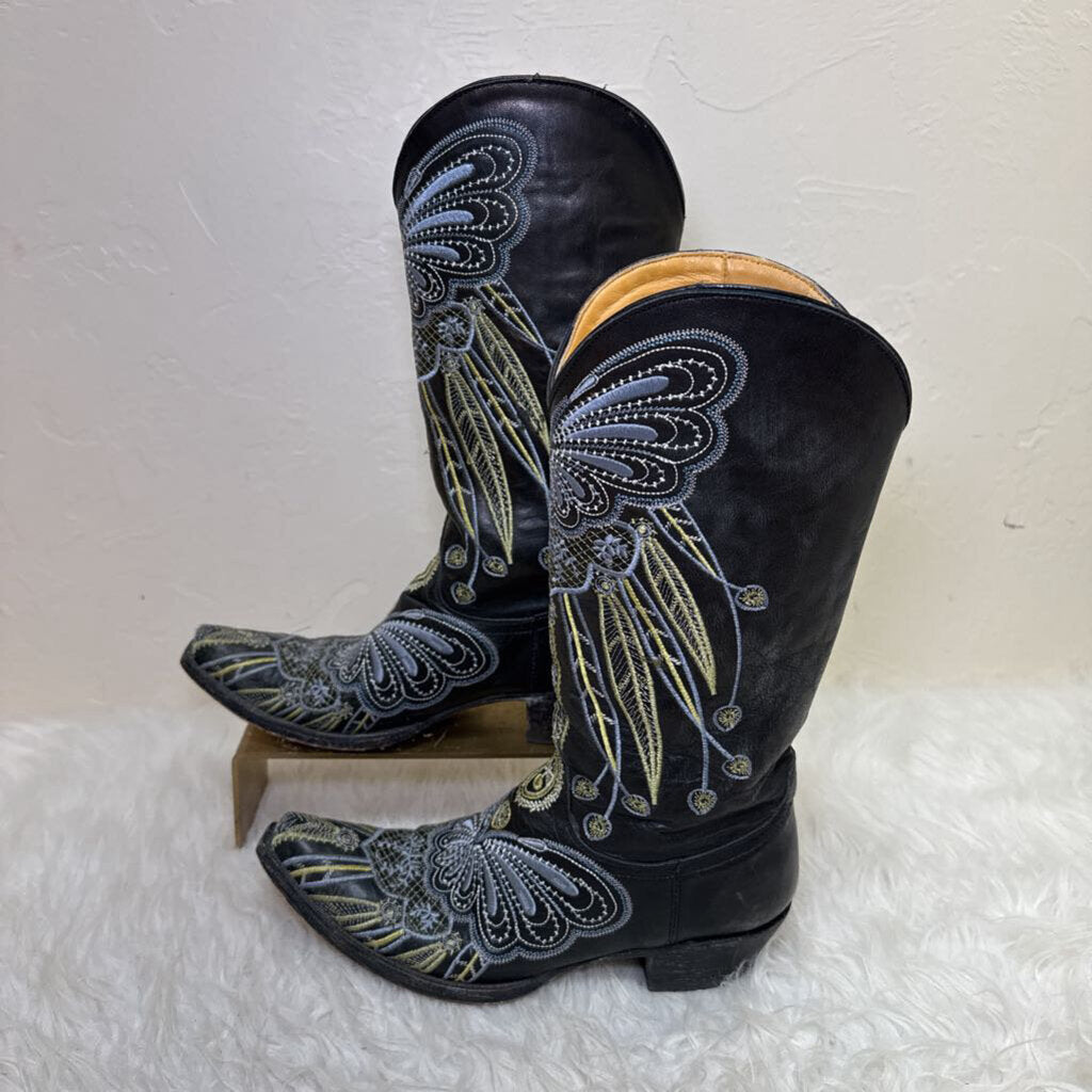 Black Embroidered Boots