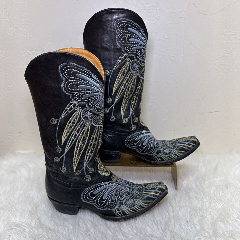 Black Embroidered Boots
