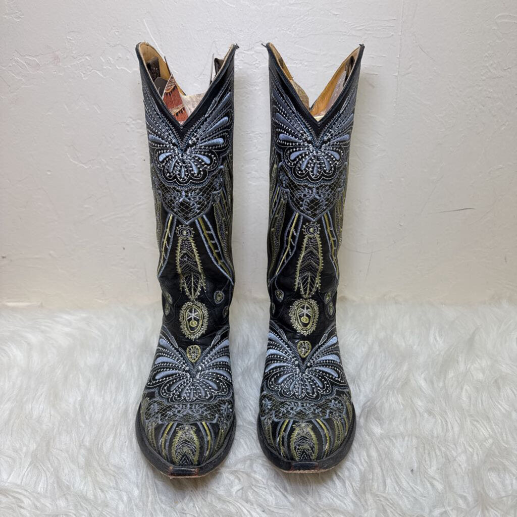 Black Embroidered Boots