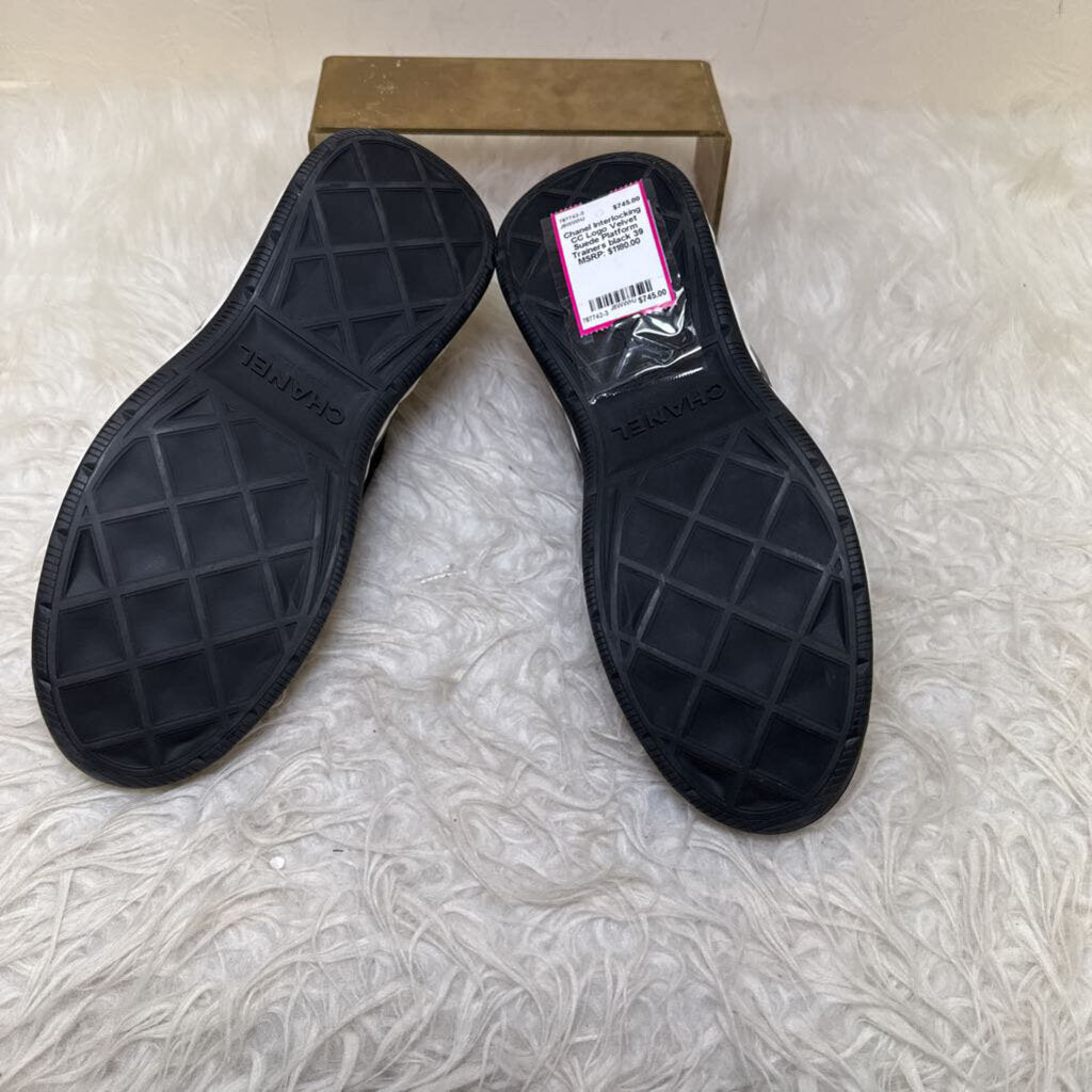 Interlocking CC Logo Velvet Suede Platform Trainers