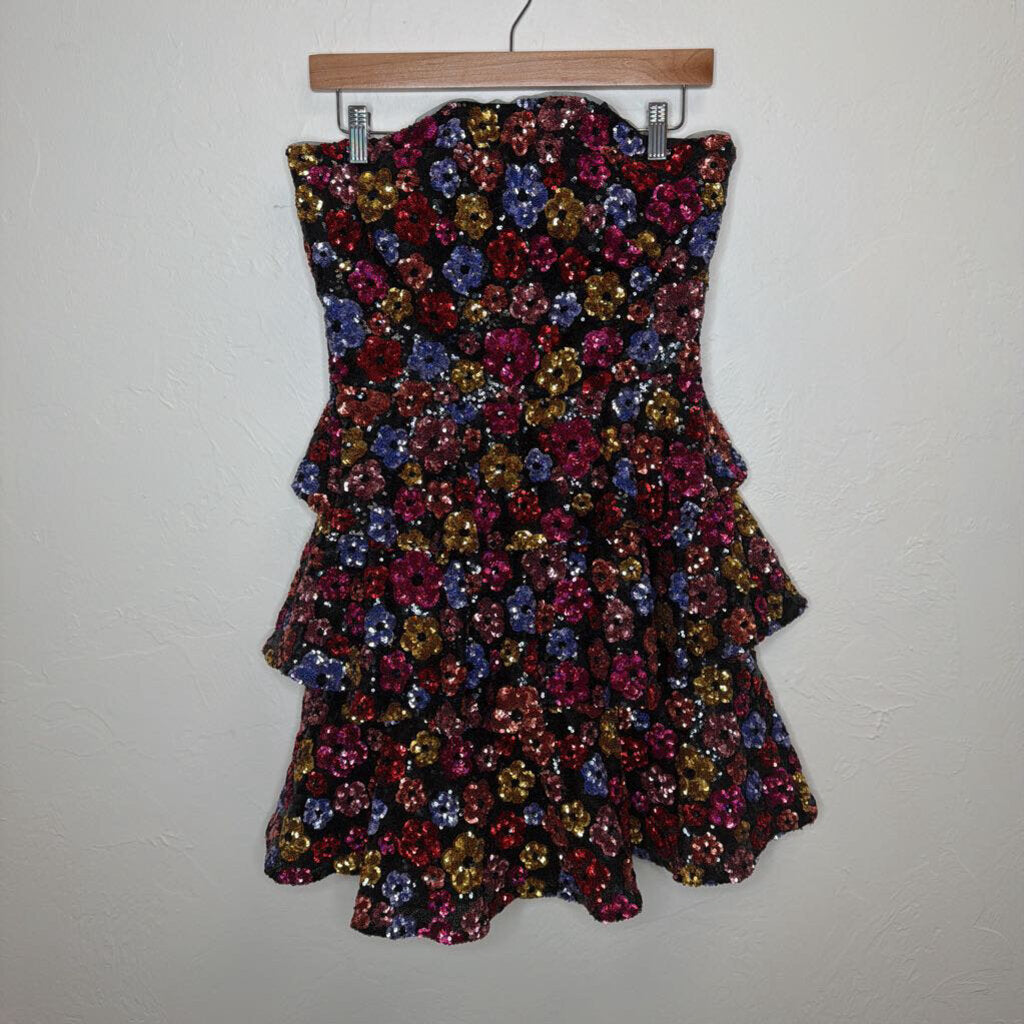 Sequin Floral Embellished Sleeveless Dress