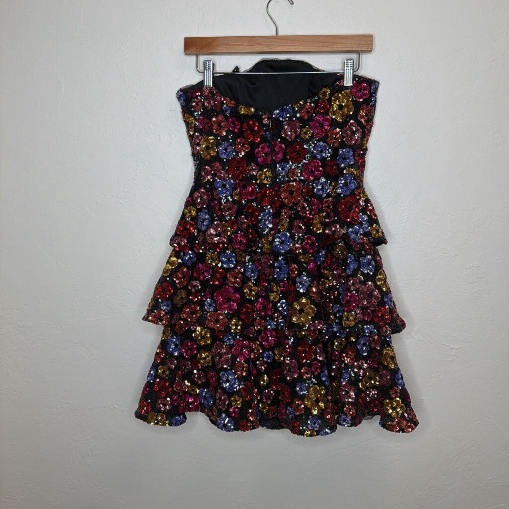 Sequin Floral Embellished Sleeveless Dress