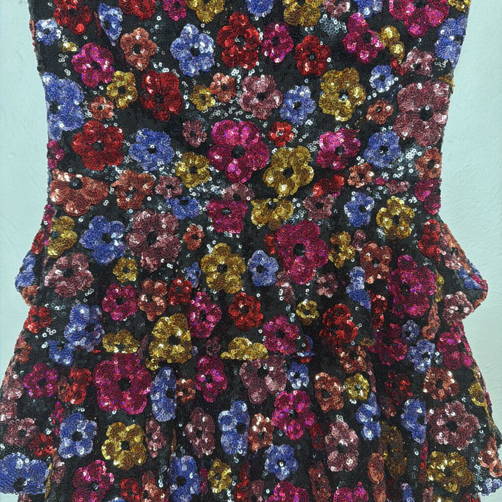 Sequin Floral Embellished Sleeveless Dress