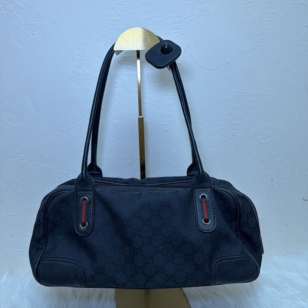 Black GG Monogram Nylon/Canvas Princy Boston Bag