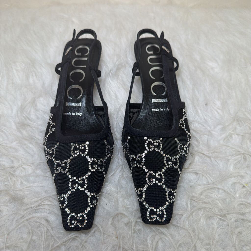 Mesh Slingback Pump w/ GG Crystal Motif