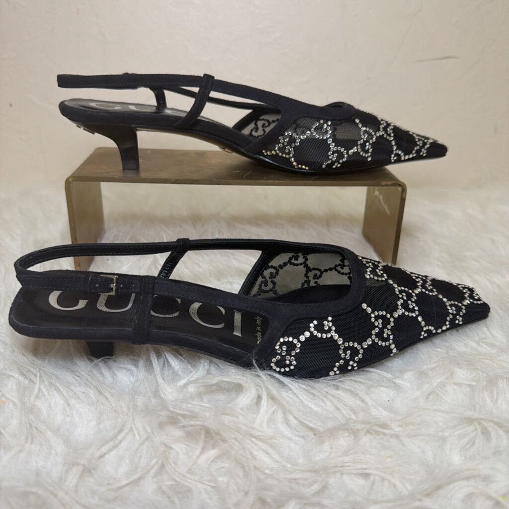 Mesh Slingback Pump w/ GG Crystal Motif