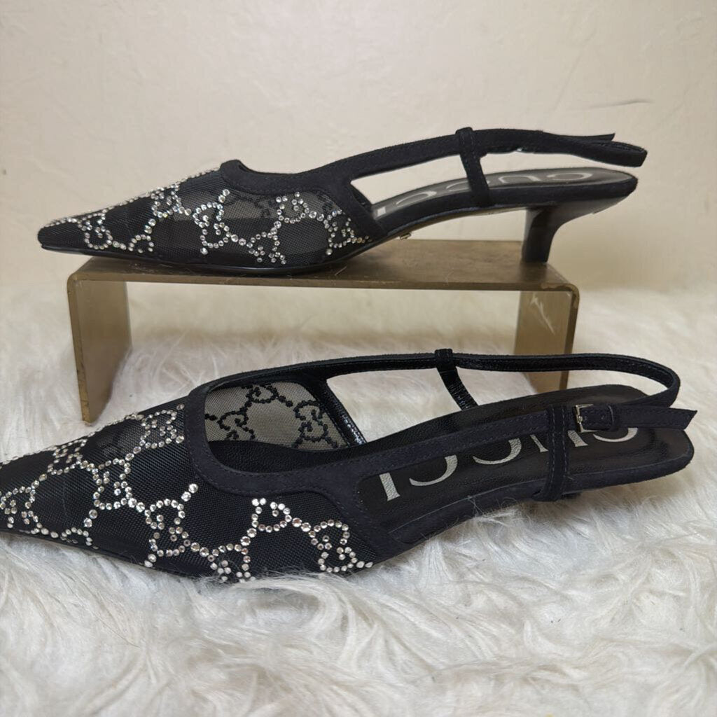 Mesh Slingback Pump w/ GG Crystal Motif