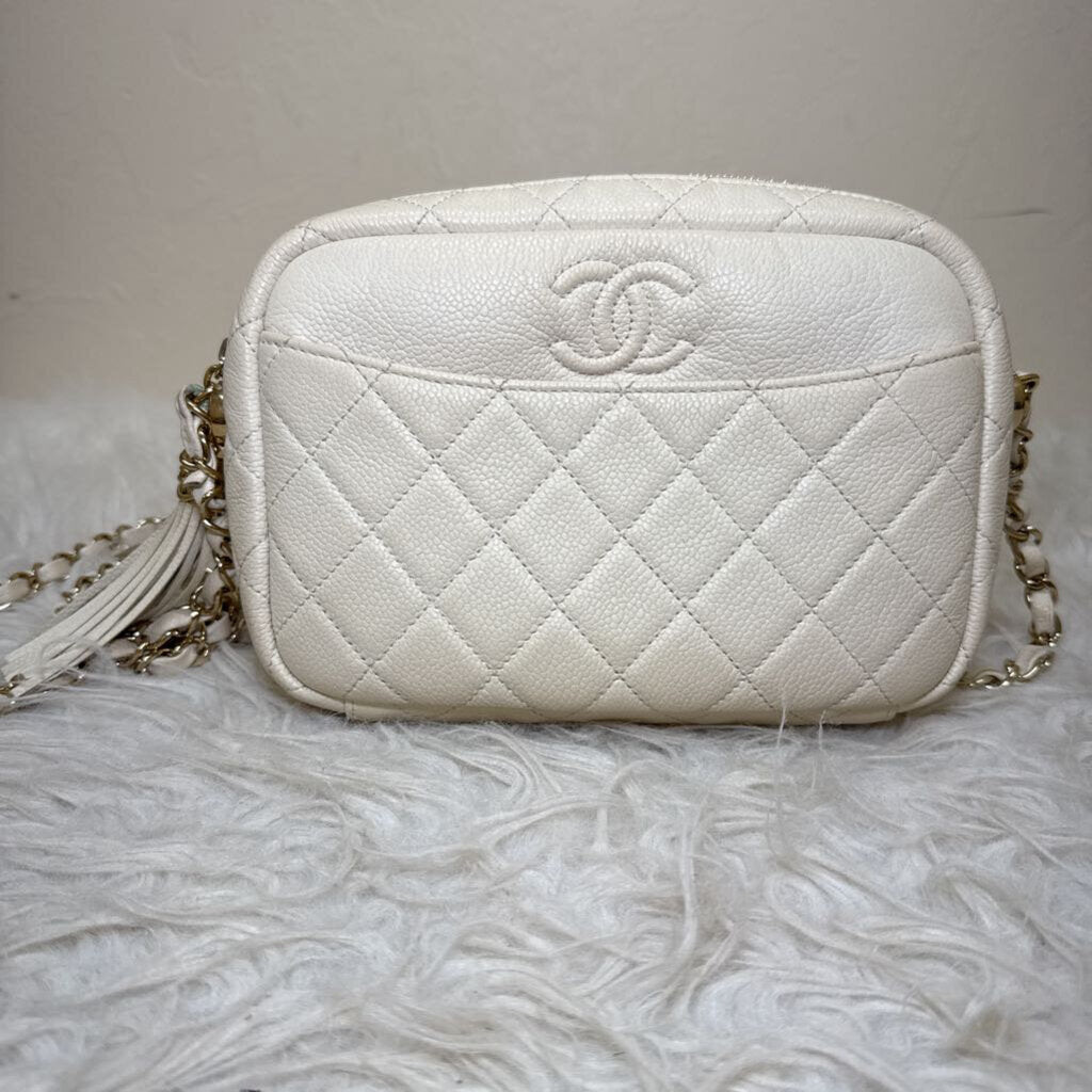 Caviar Leather Quilted Camera Bag